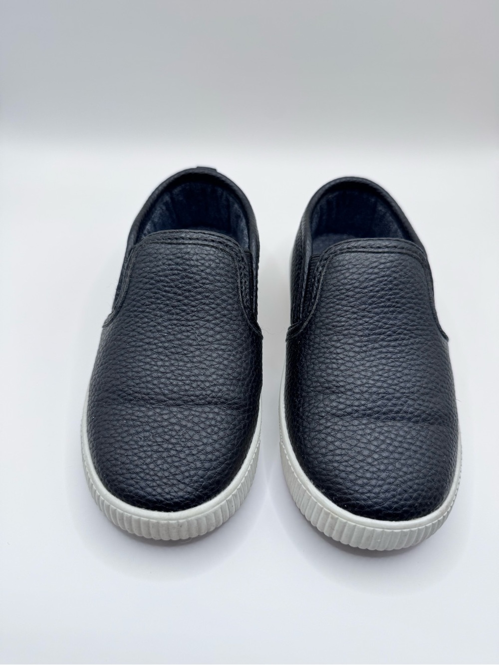 Kids Slip-On Casual Sneakers or Dress Shoes in Black with White Sole kidcore - 9